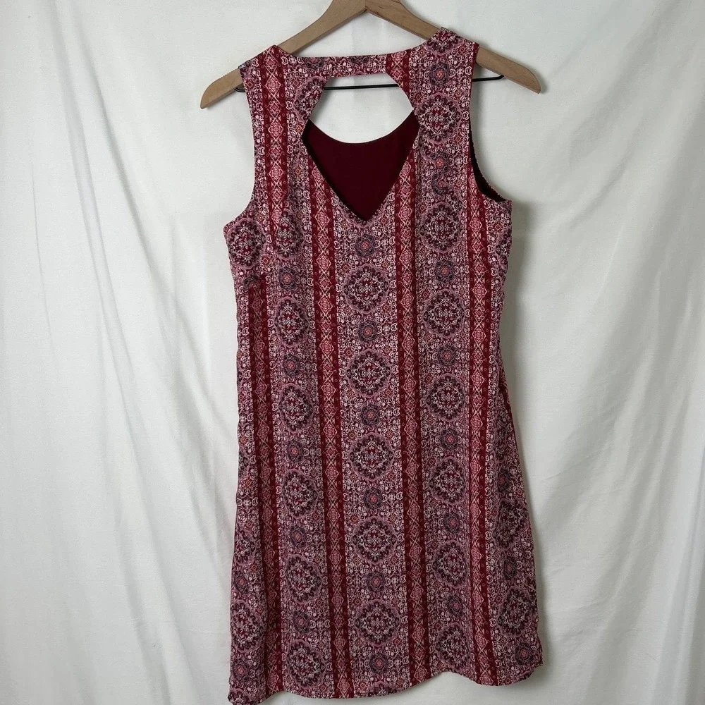 Pink Republic Womens Mini Dress Burgundy Red Size M Boho Festival Summer Peasant